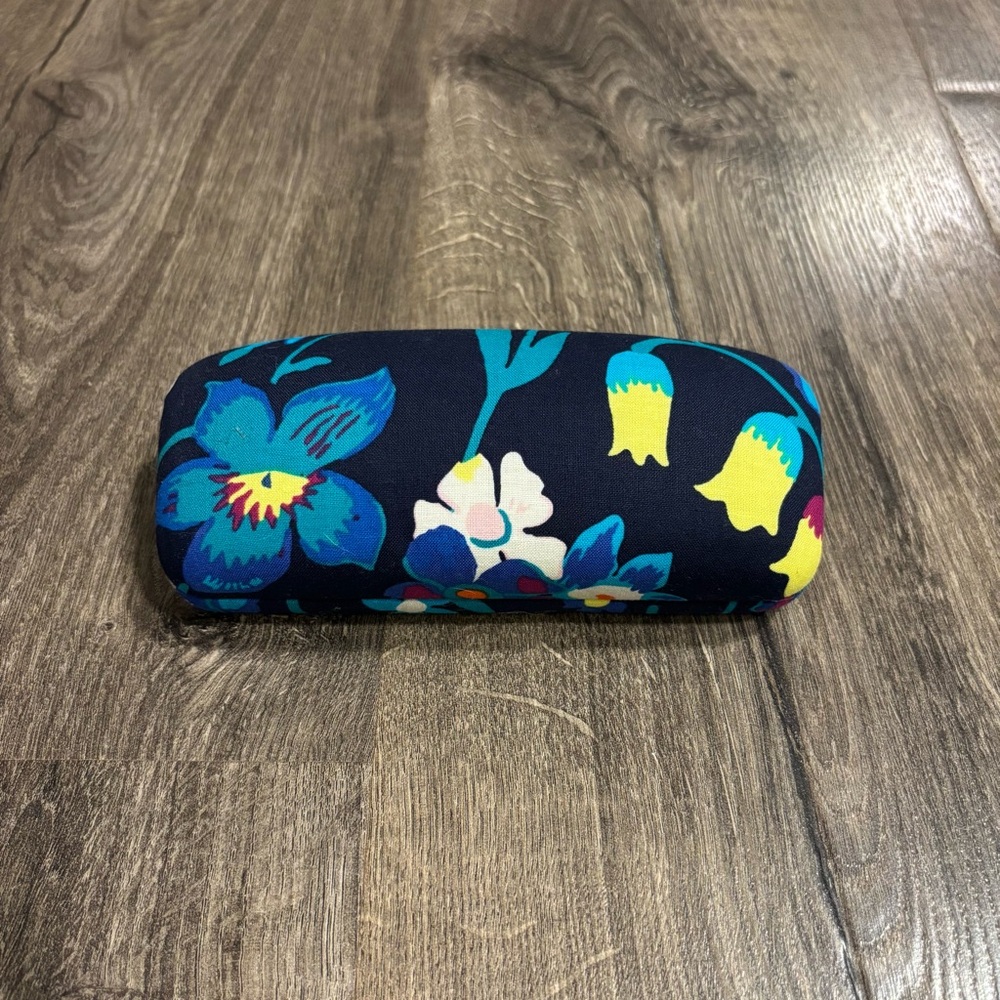 Vera Bradley Navy Floral Glasses Case with Bright Blue & Yellow Flowers